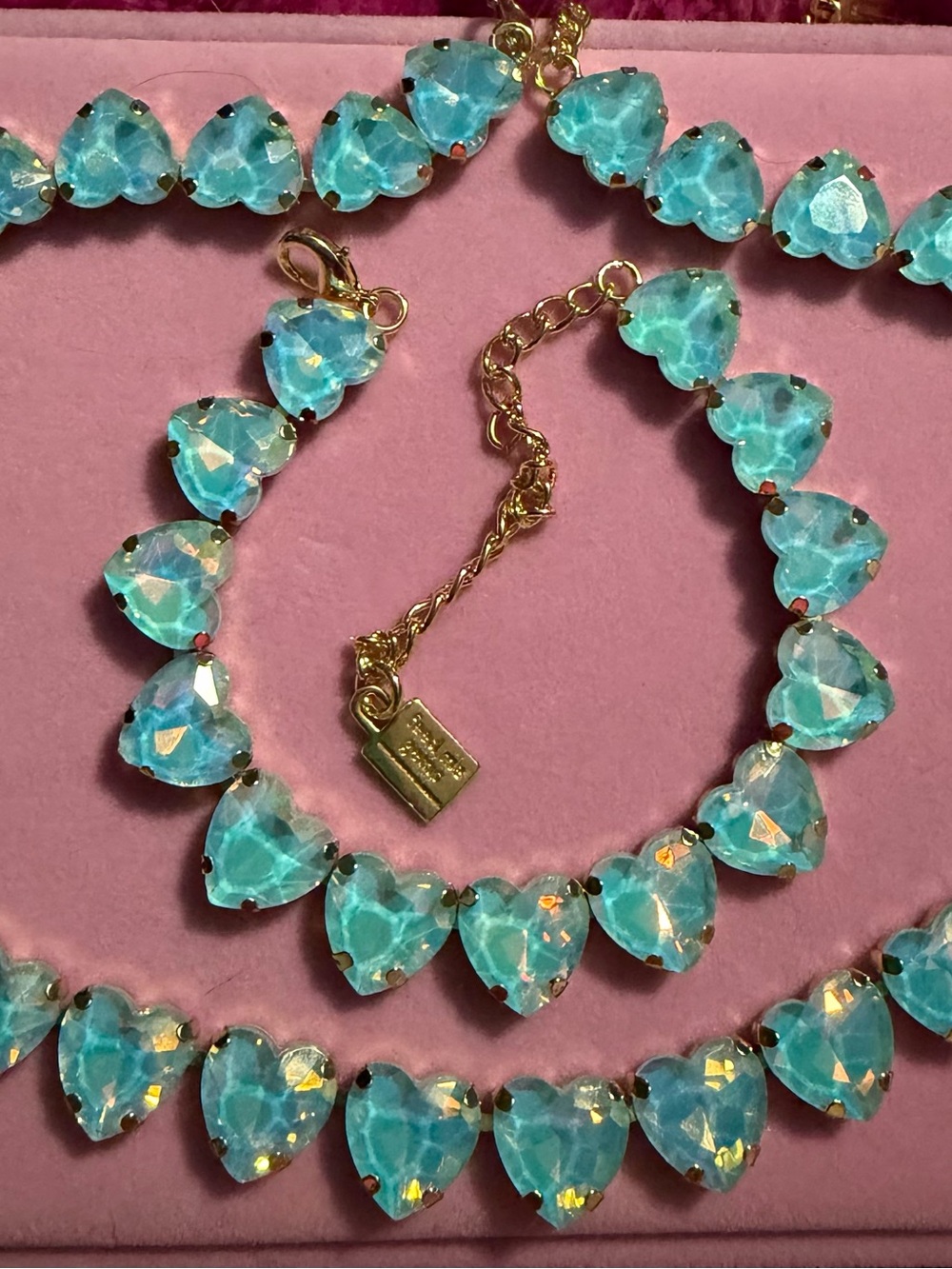 Feed Me Gems Blue Opal Sweetheart Bracelet & Necklace Set